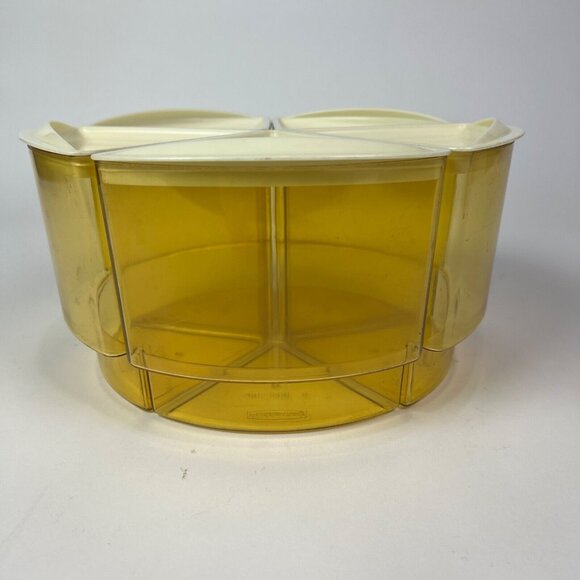 Vintage Rubbermaid Wedge Triangle Amber Canister 5 pc Set JB1-2441 Retro - Picture 1 of 8